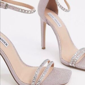 Steve Madden Collette Blush Glitter Rhinestone Strappy Stiletto Size 7